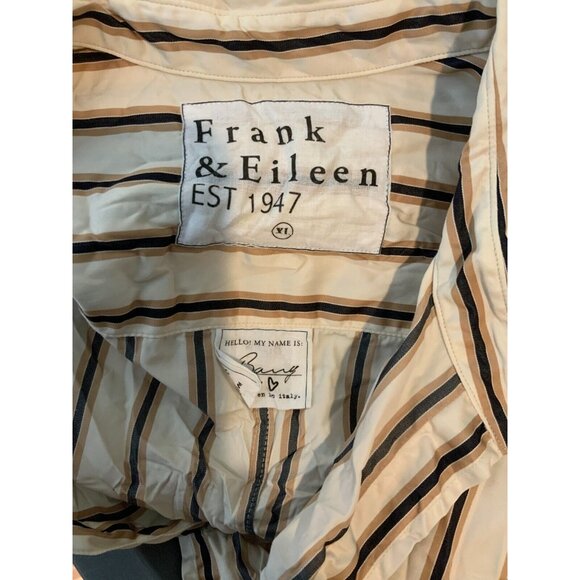 Frank & Eileen Barry Crinkle Cream, Tan & Black Striped Button-Up Shirt, Size XL - Picture 5 of 5